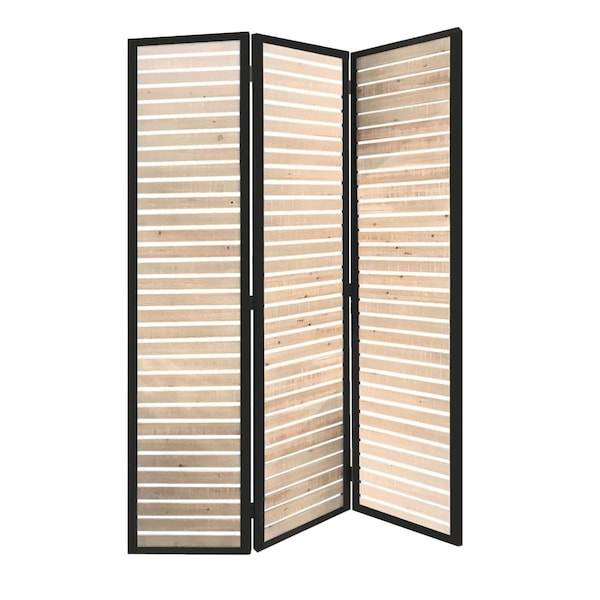 Palacedesigns 41 x 1.5 x 67 in. Natural Brown Wood & Metal Screen PA3091784 - main